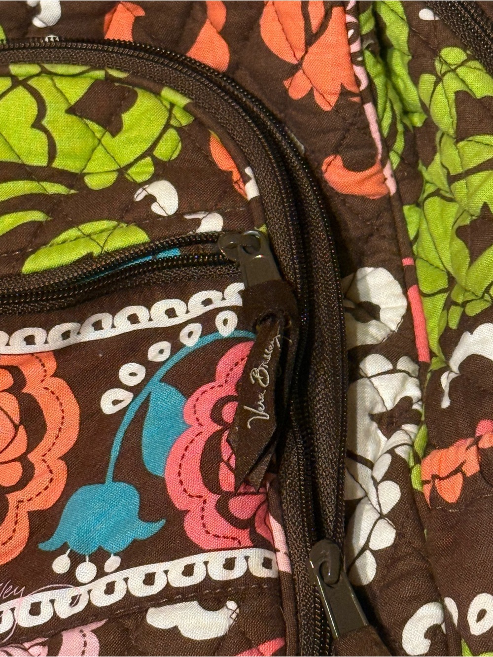 Retired Vera Bradley Mod Floral Pink Quilted Backpack - Picture 6 of 9